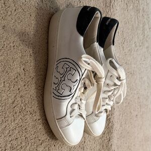 Tory Burch White and Black Sneakers